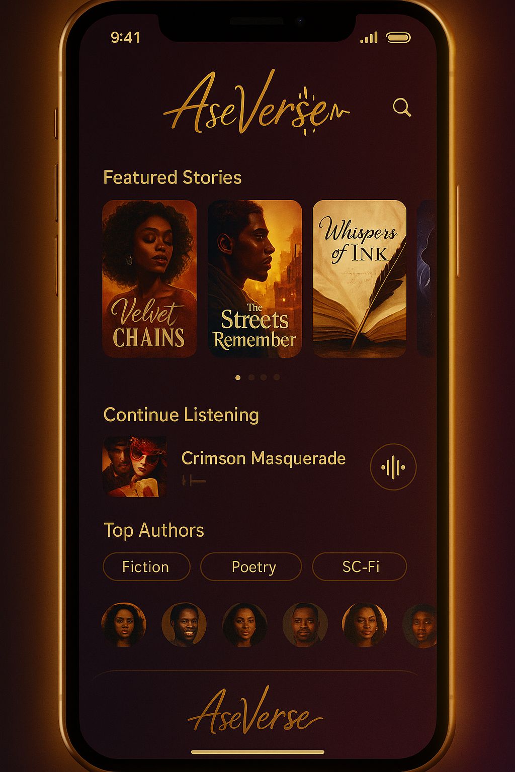 AseVerse home screen